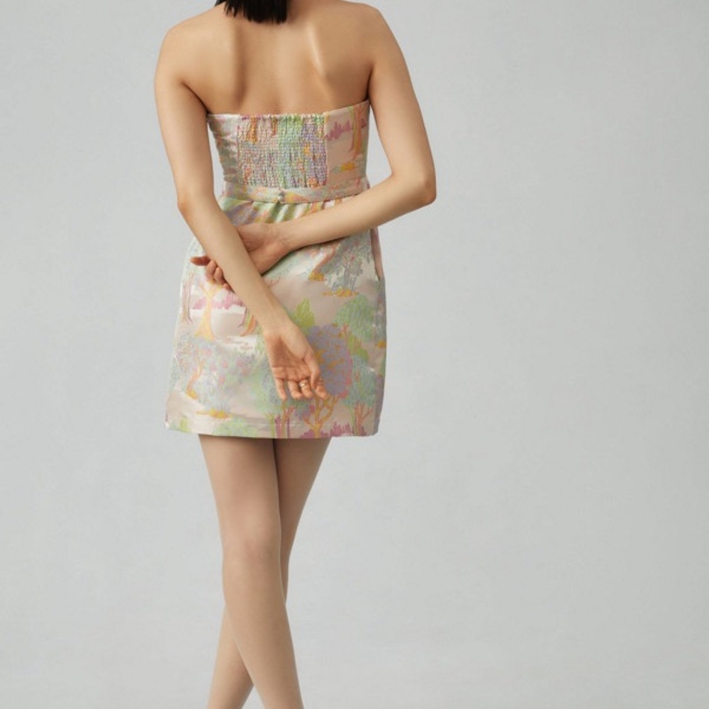 Maeve Pink and Green Strapless mini Dress spring - Picture 2 of 5